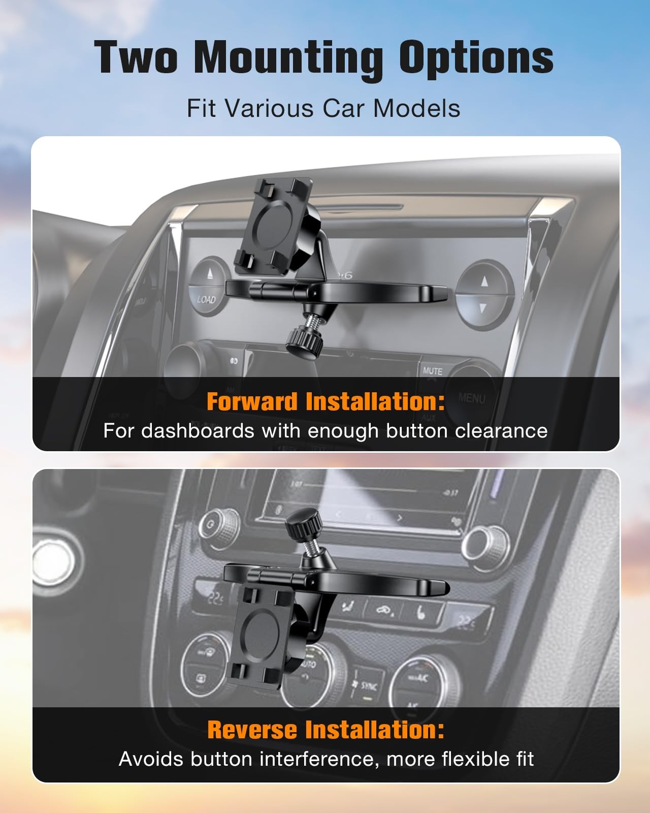 iGoevo CD Slot Mount for CarPlay Screen 360° Rotation Universal Fit, Black