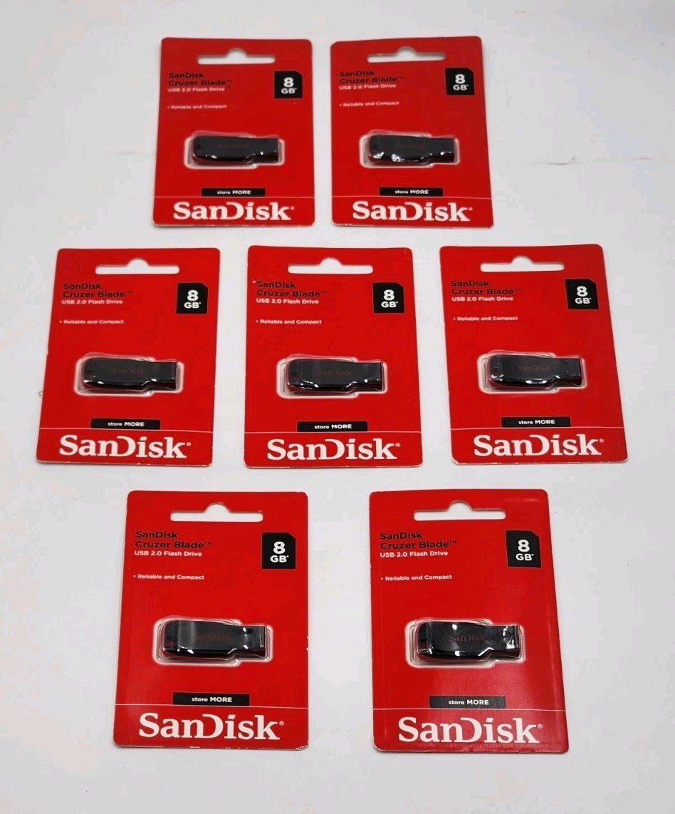7x SanDisk 8GB Cruzer Blade USB 2.0 Flash Drive New & Sealed – Free Shipping