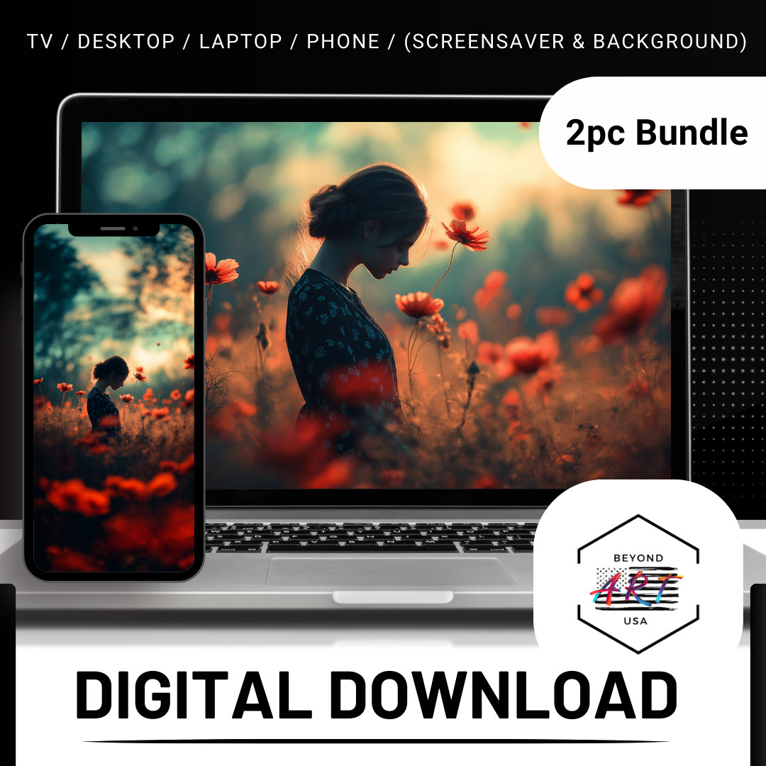Woman walking through – Laptop + Phone 2PC Digital Download Background SKU5