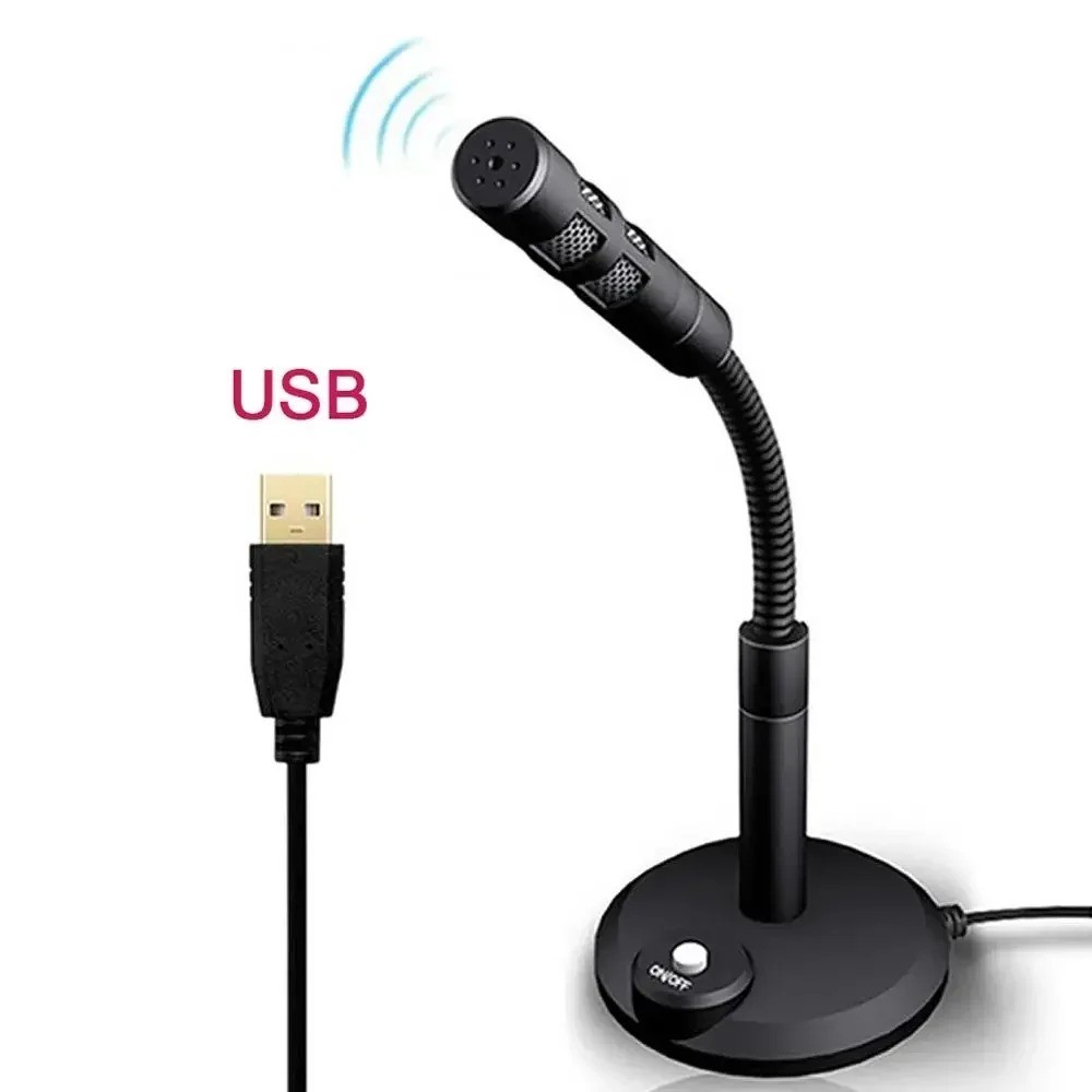 USB Desktop Microphone 3.5mm Omnidirectional PC Laptop Computer Mic for Computer