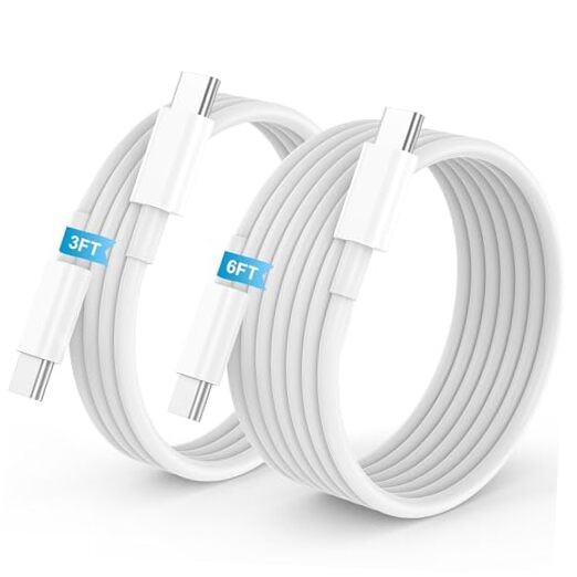 USB C to USB C Cable, 60W [3FT+6FT] for iPhone 17 16 15 Fast 3ft+6ft White