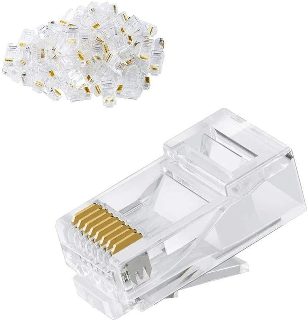 10 Pc RJ45 Modular Cat5, Cat5e, Cat6, Cat6a, Cat7, and Cat7a 8P8C Connectors