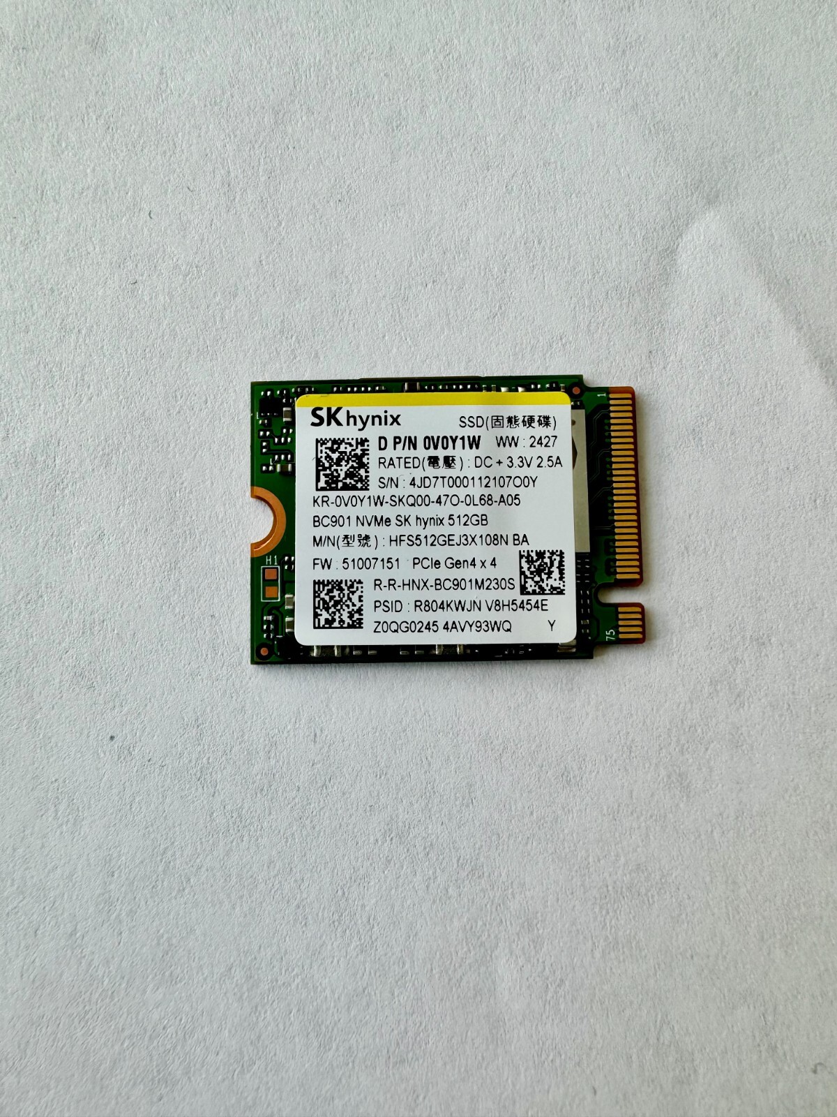 SK HYNIX BC901 512GB M.2 PCIe Gen 4×4 NVMe SSD HFS512GEJ3X108N