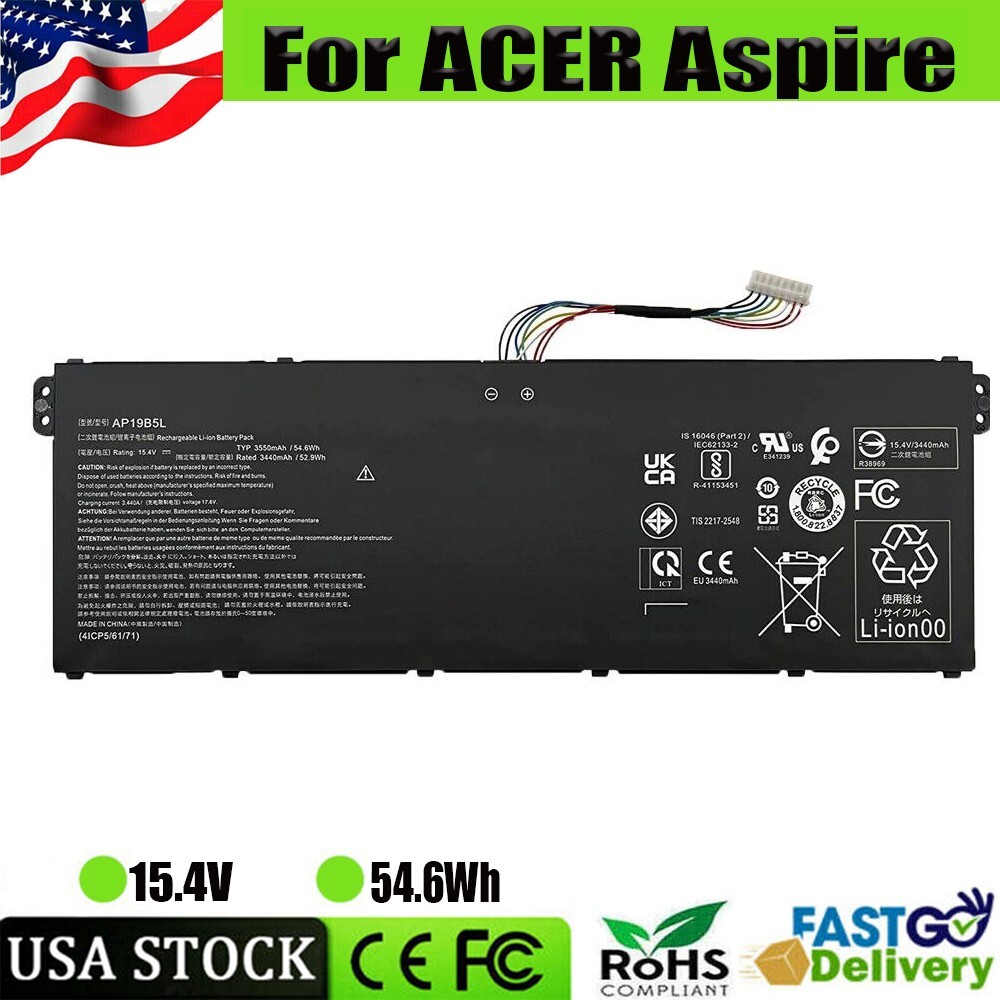 AP19B5L 54.6Wh Laptop Battery For Acer Aspire 5 A515-43 TravelMate P2 TMP214-41G