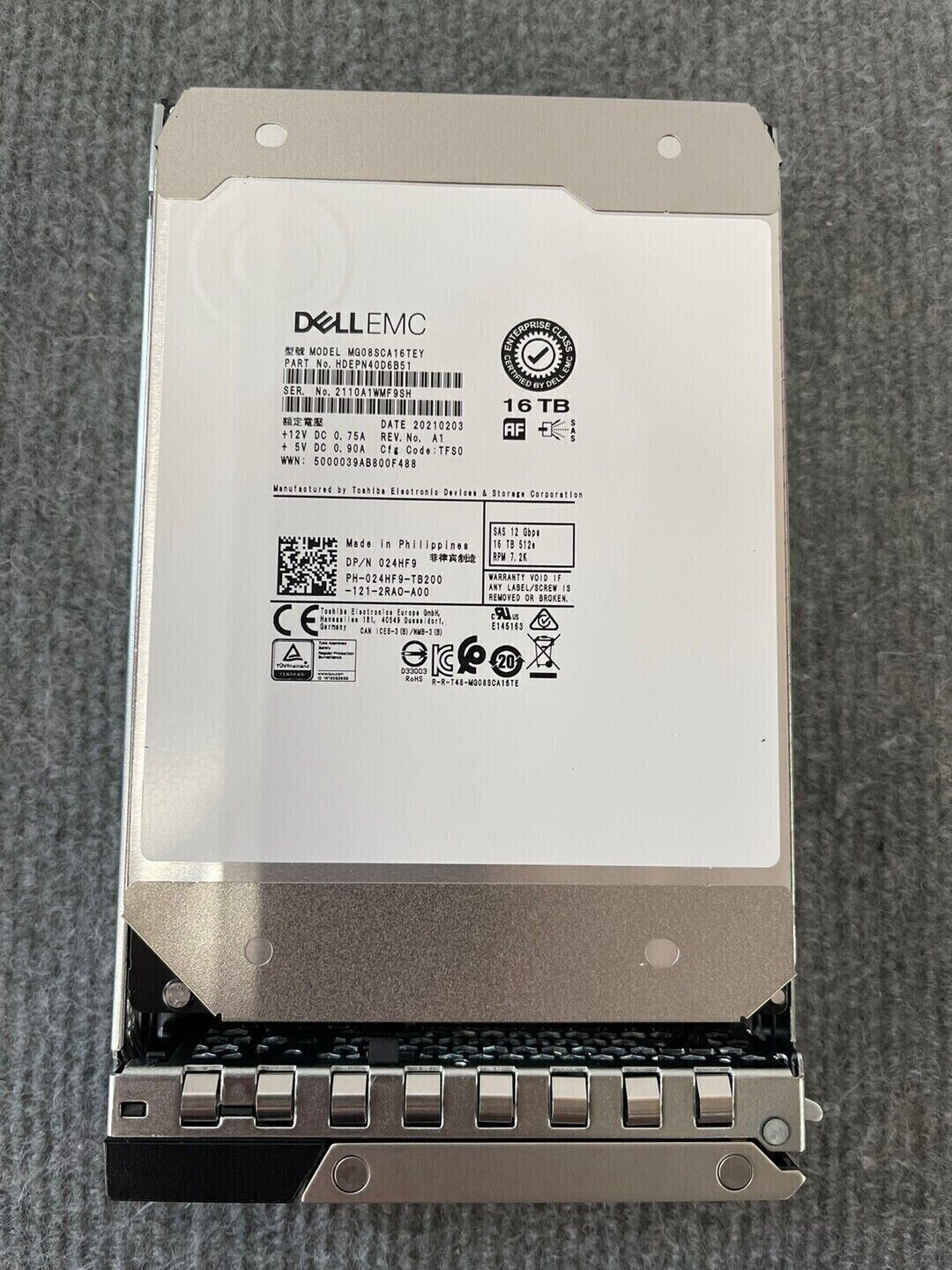 Dell 24HF9 16TB 7.2K NL SAS 3.5″ 12Gbps MG08SCA16TEY Hard Drive