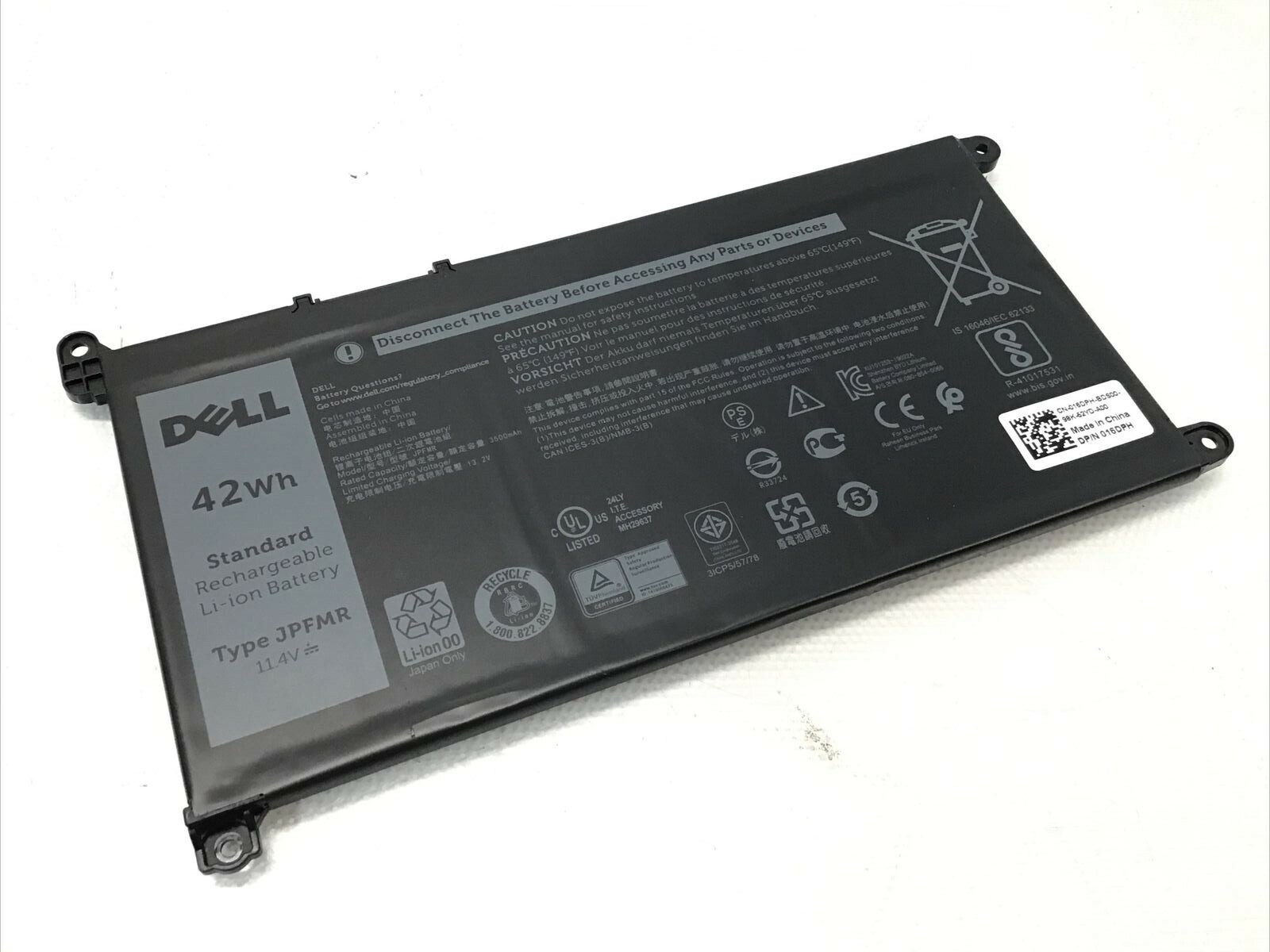 JPFMR Battery For Dell Chromebook 3100 3400 5488 5593 5493 3100 2-in-1 42W