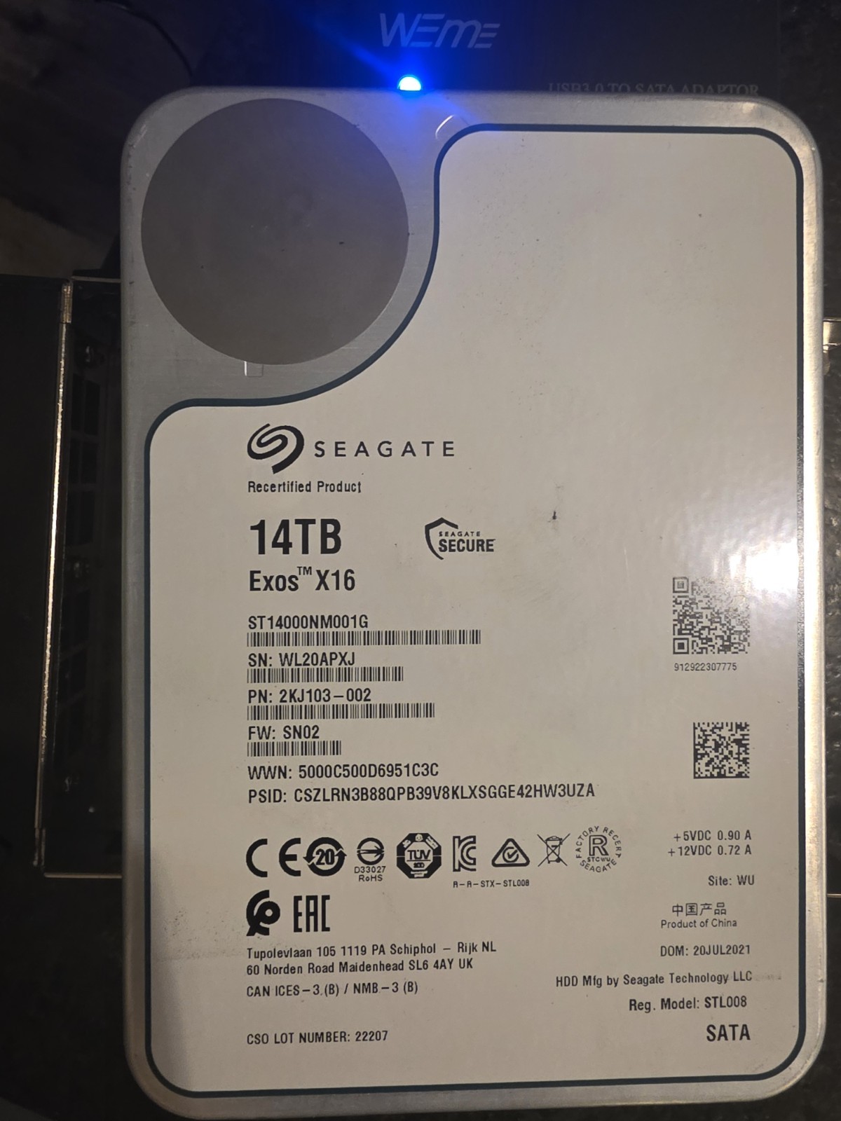 Seagate Exos X16 (7200RPM, 3.5-inch, SAS-3, SED Format) 14TB Internal Enterprise