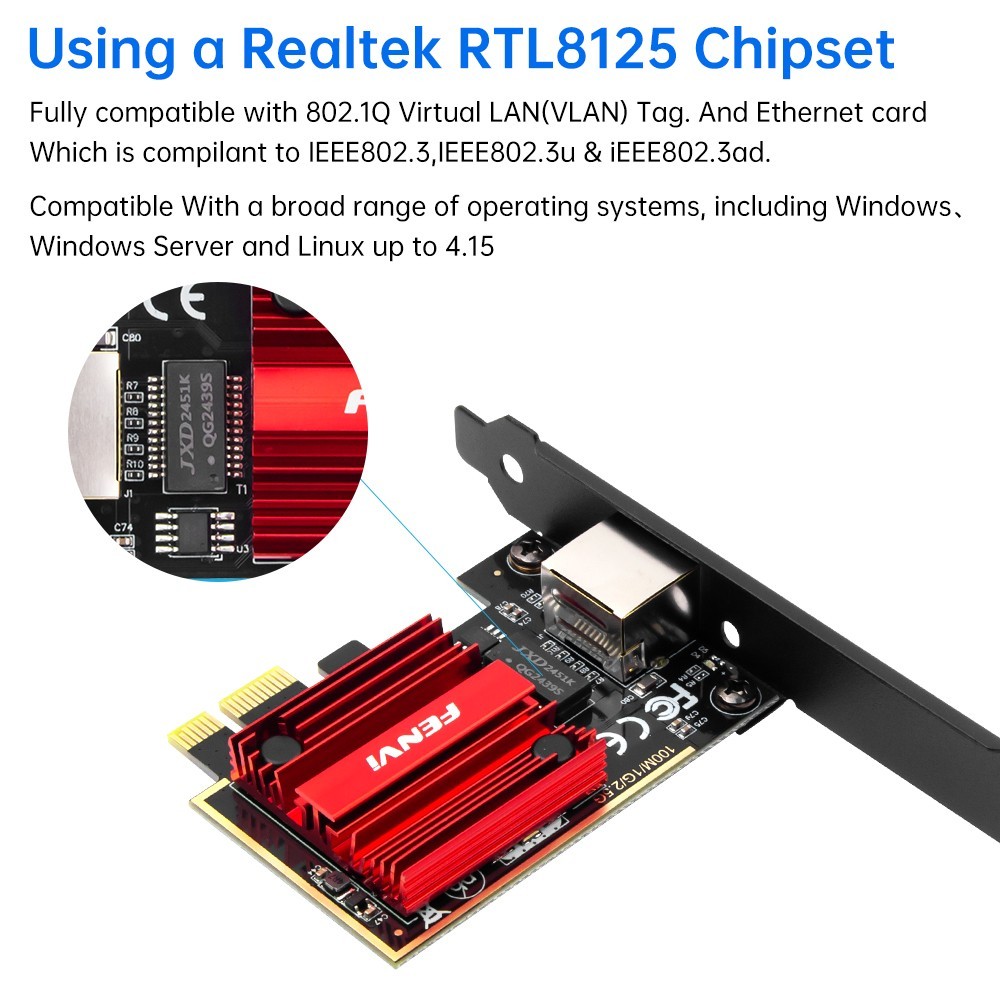 2.5Gbps PCIe Gigabit Network Card RJ45 LAN PCI Express X1 X4 X8 Ethernet Adapter