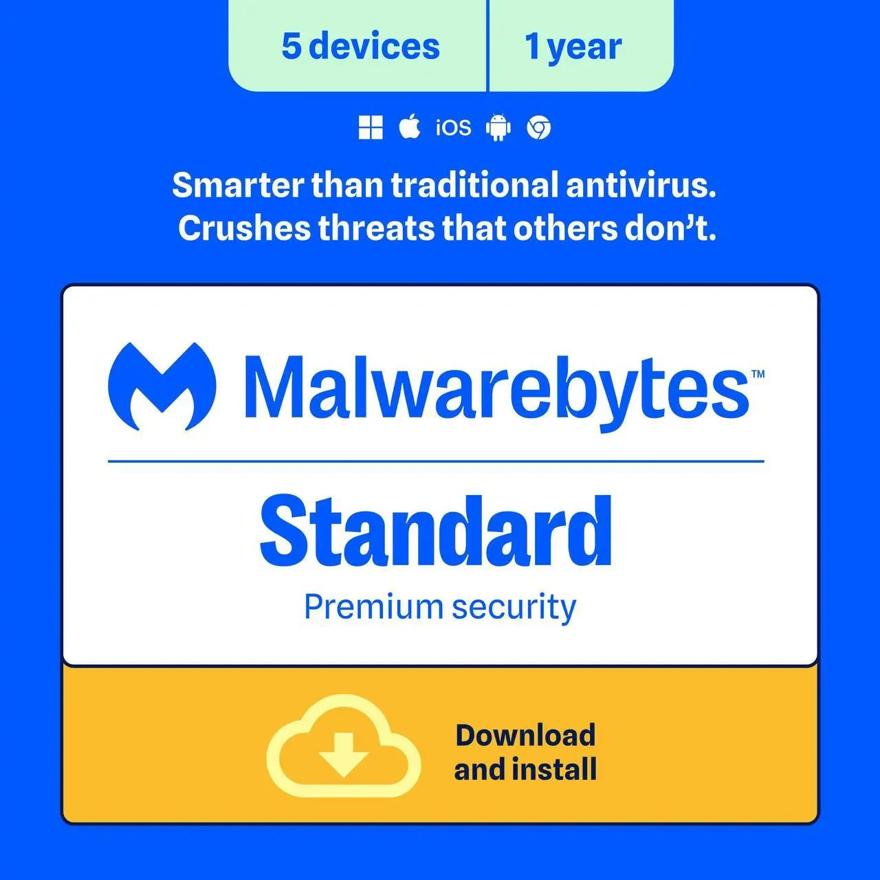 NEW 2026 Malwarebytes Anti-Malware Premium 5 PCs / 1 Year Cybersecurity Emailed
