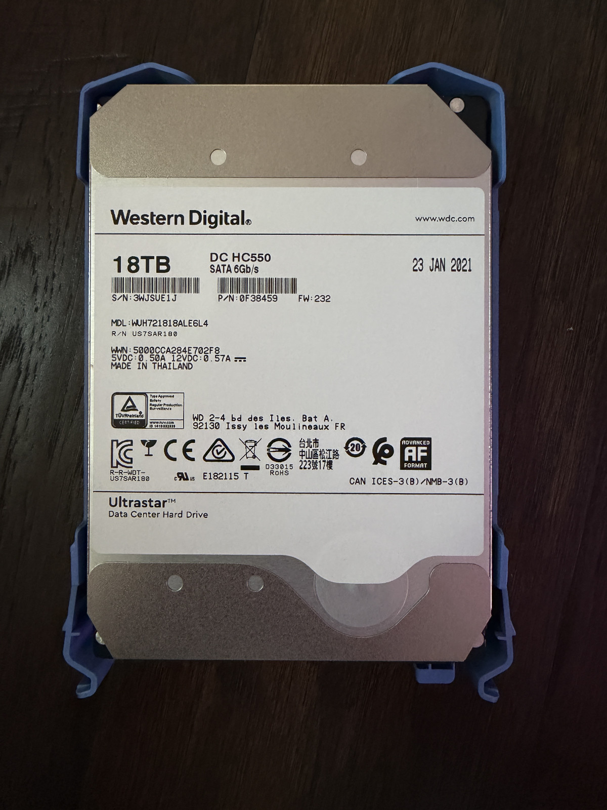 WD Ultrastar DC HC550 WUH721818ALE604 18TB 7200RPM 3.5″ P/N:0F38453 Enterprise