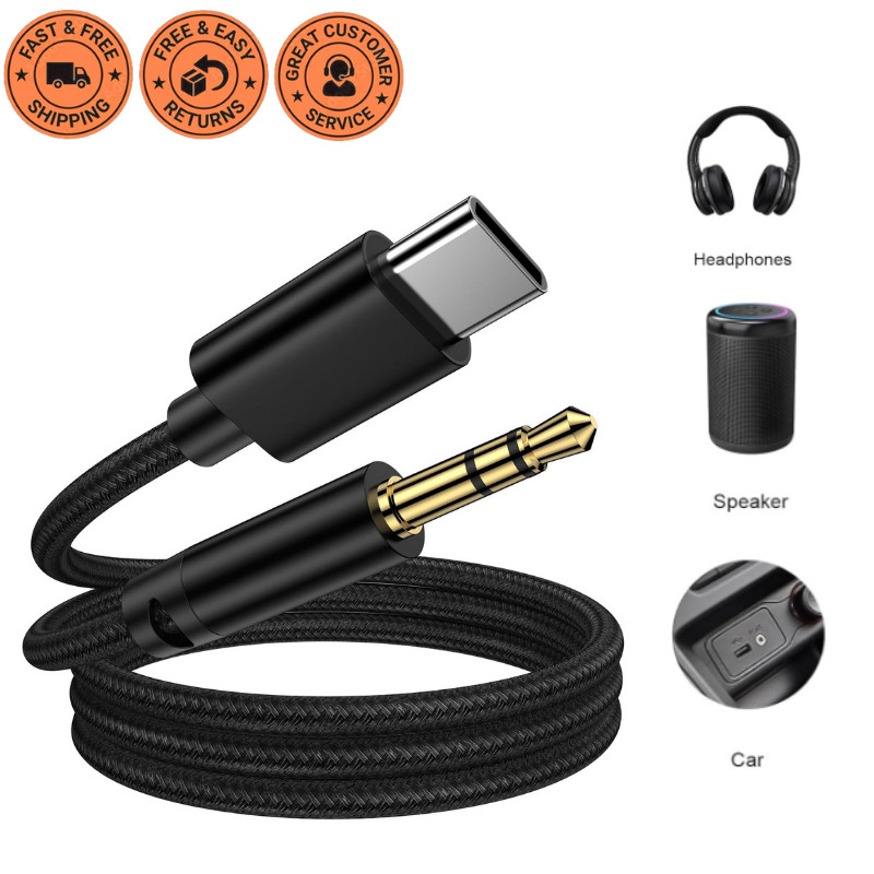 USB C to 3.5mm Audio Jack Cable 3FT Braided Type C to Headphone Adapter