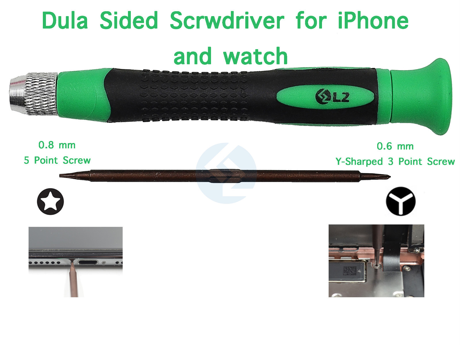 Dual Sided 0.8mm 5 Point Star & 0.6mm Y-Sharped Screwdriver for iPhone X 5.8″