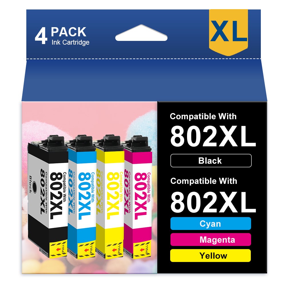 4Pack 802XL Ink Cartridge with Epson WorkForce Pro WF-4720 WF-4730 WF4734 WF4740