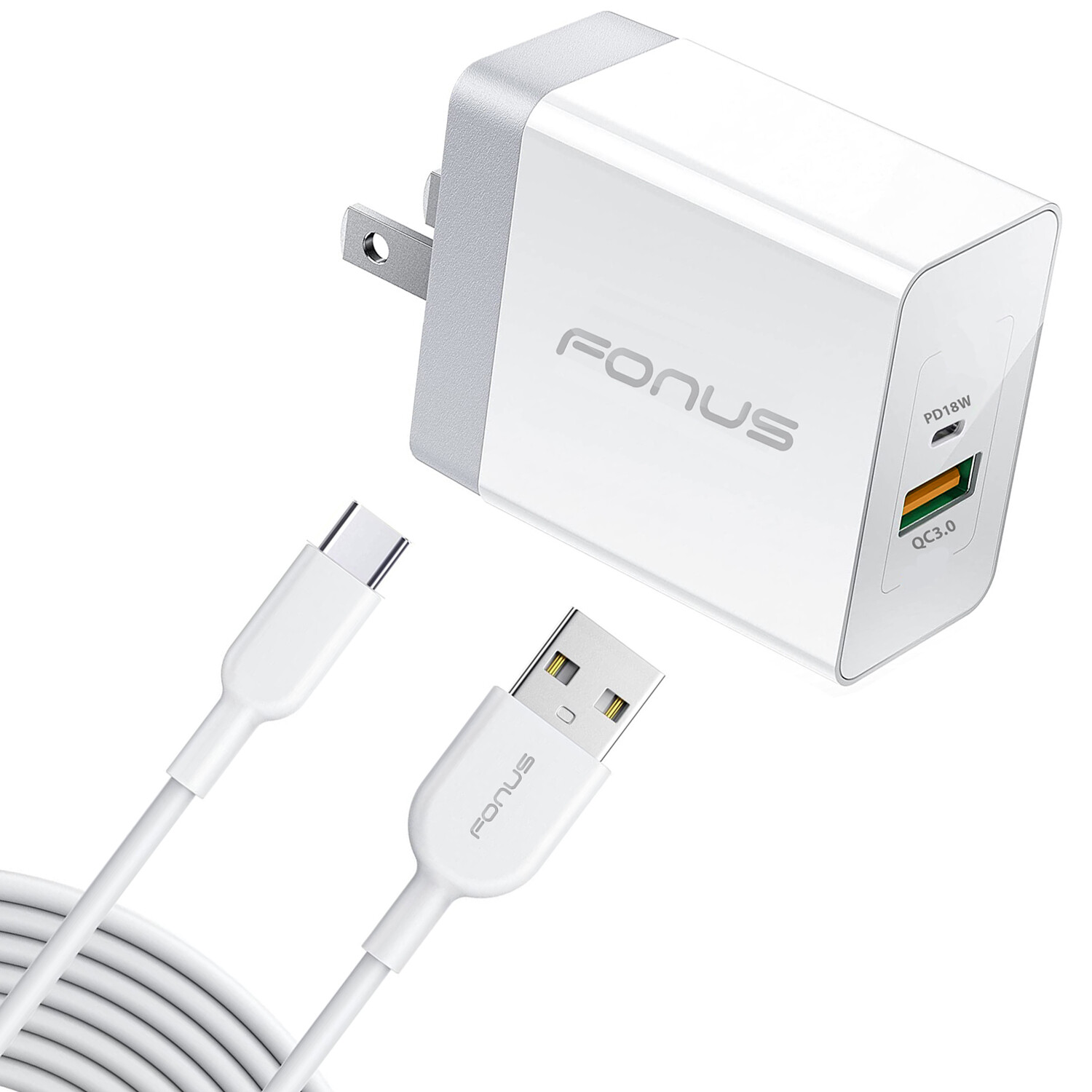 36W PD HOME CHARGER FAST TYPE-C 6FT LONG CABLE USB-C POWER for PHONES TABLETS