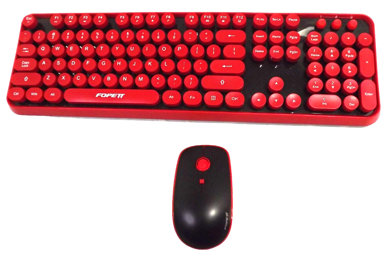 FOPEIT Wirerless Keyboard & Mouse Red/Black Mod V2020 Tested & Works