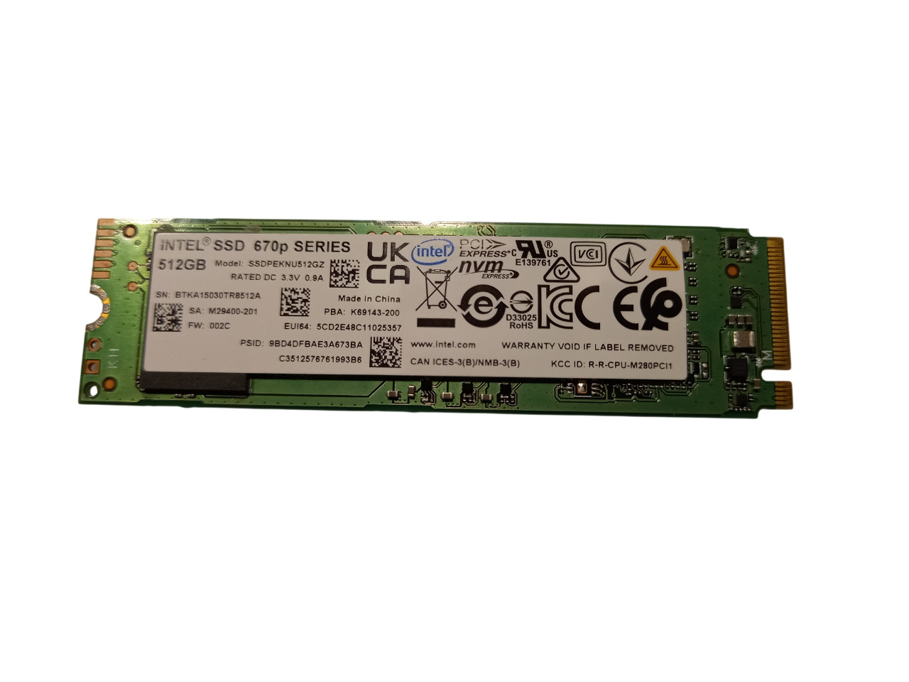 Intel SSD – SSDpeknu512gz 512gb