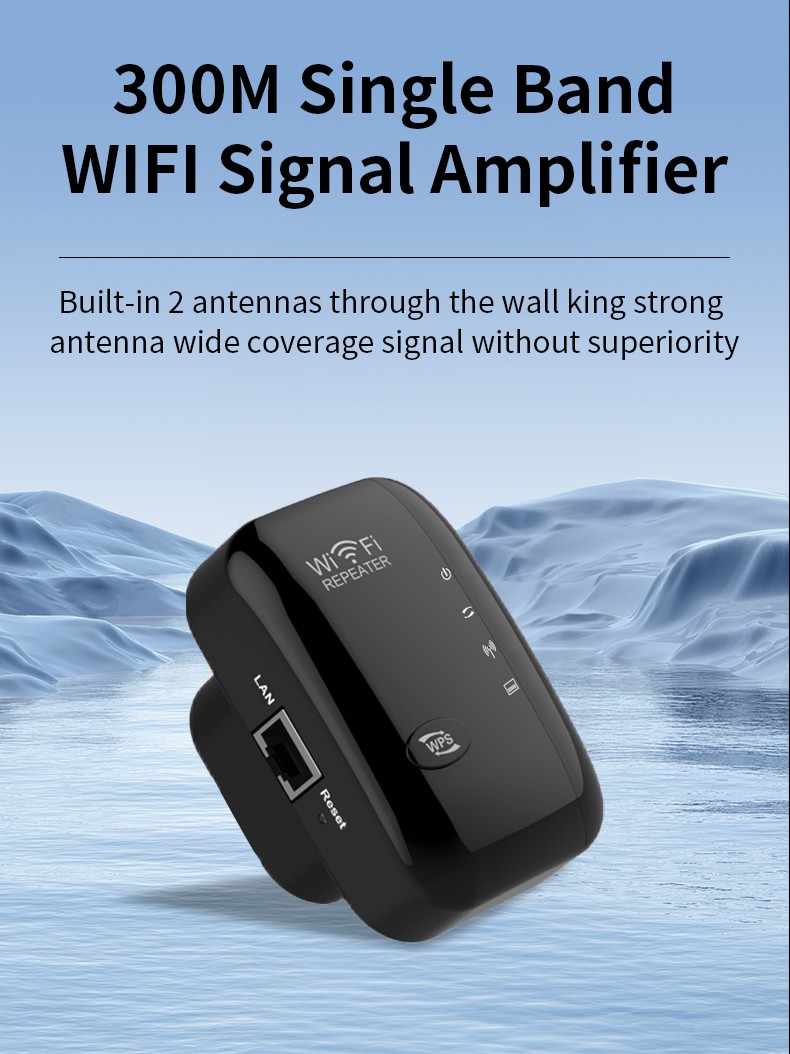 US Plug Wireless Internet Repeater WiFi Extender Booster 2.4GHz 300Mbps Speed