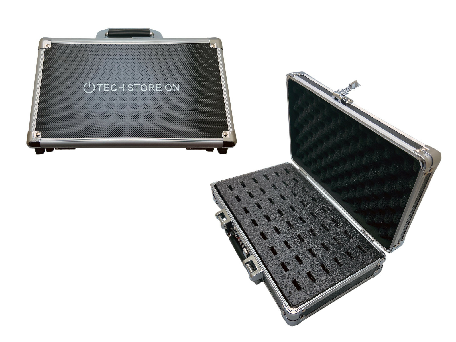 Portable USB Thumb Flash Drive Organizer Case – Aluminum Carry Handle – 48 slots