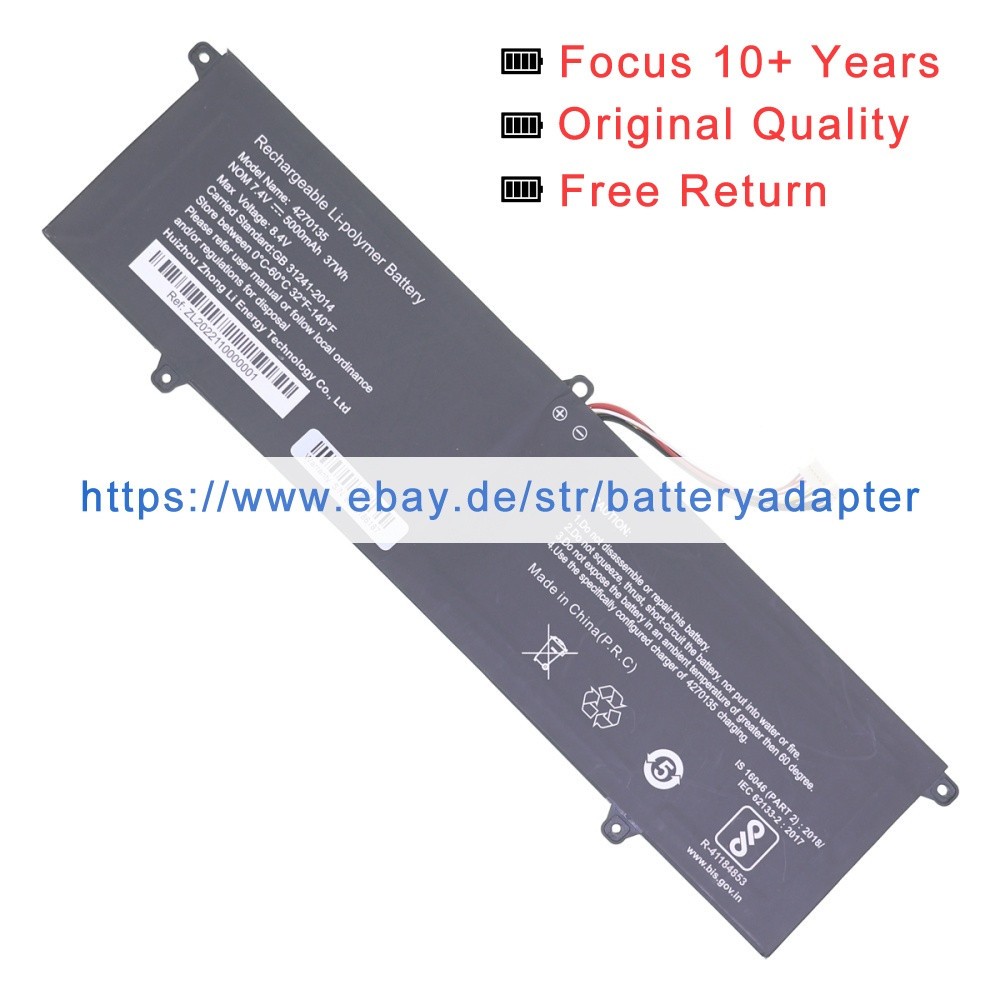 Genuine new 4270135 Battery for FUSION5 S15 2AIKX-T90BPRO 7.4V 5000mAh