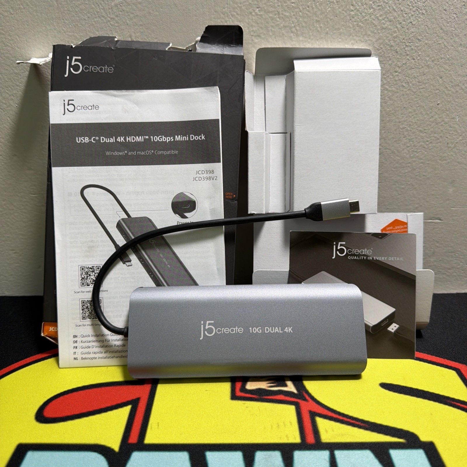 j5create USB-C Dual 4k HDMI 10gbps mini dock JCD398 New Open Box