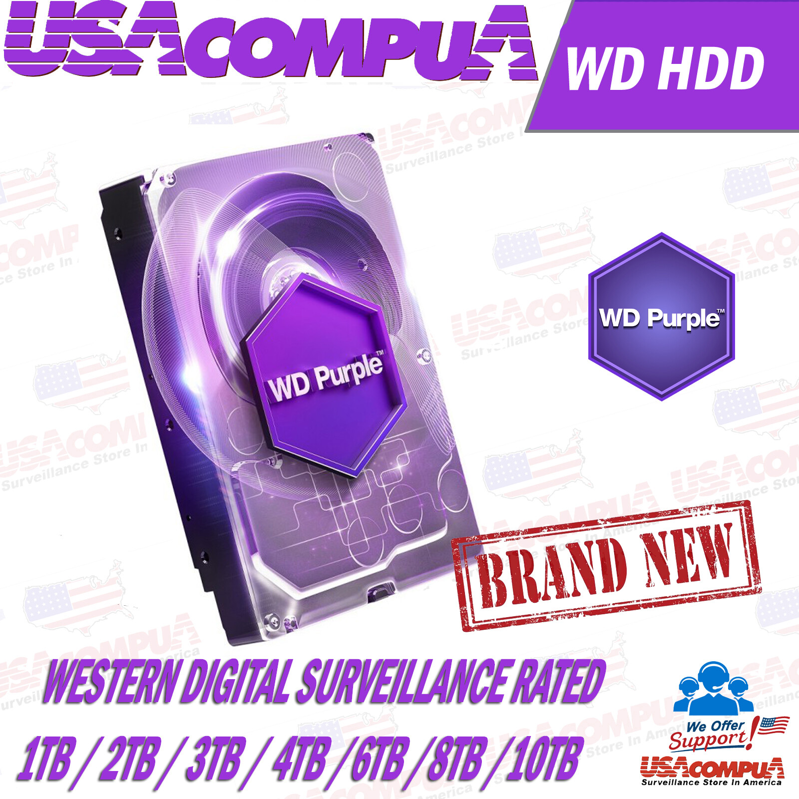 Western Digital Purple 2TB / 4TB / 6TB / 8TB SATA 6Gb/s 3.5″Hard Drive