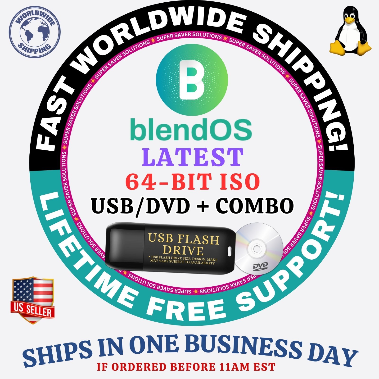 BlendOS Linux OS – LATEST VERSION – USB / LIVE DVD MAC, PC