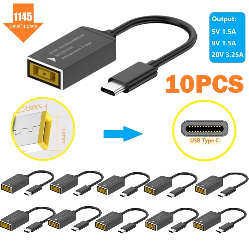 10Pcs Laptop Charger Converter 11mm to USB C For Lenovo Thinkpad with 10cm Cable