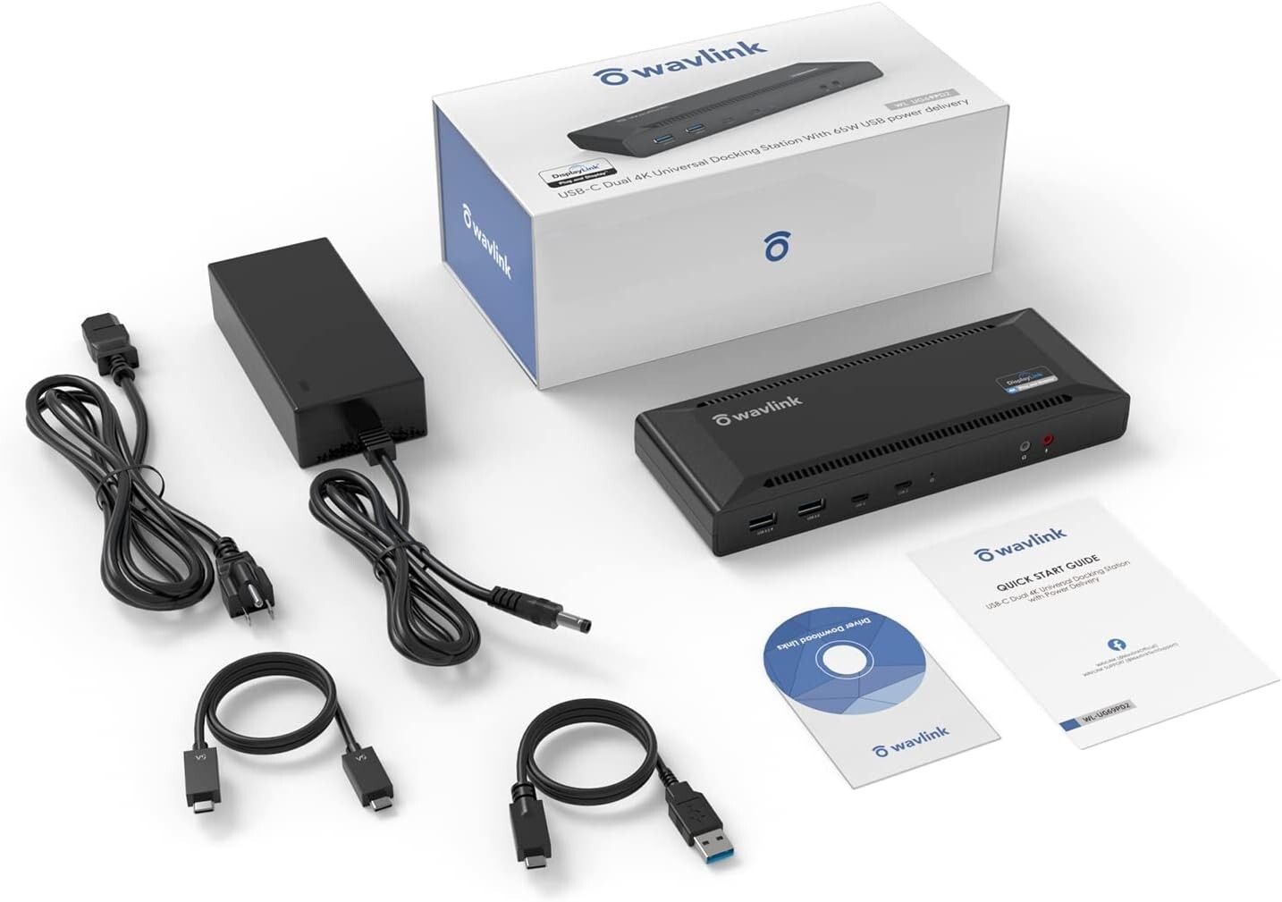 WAVLINK USB-C Laptop Docking Station | Dual 5K/4K Monitors, 65W Charging, 6 USB