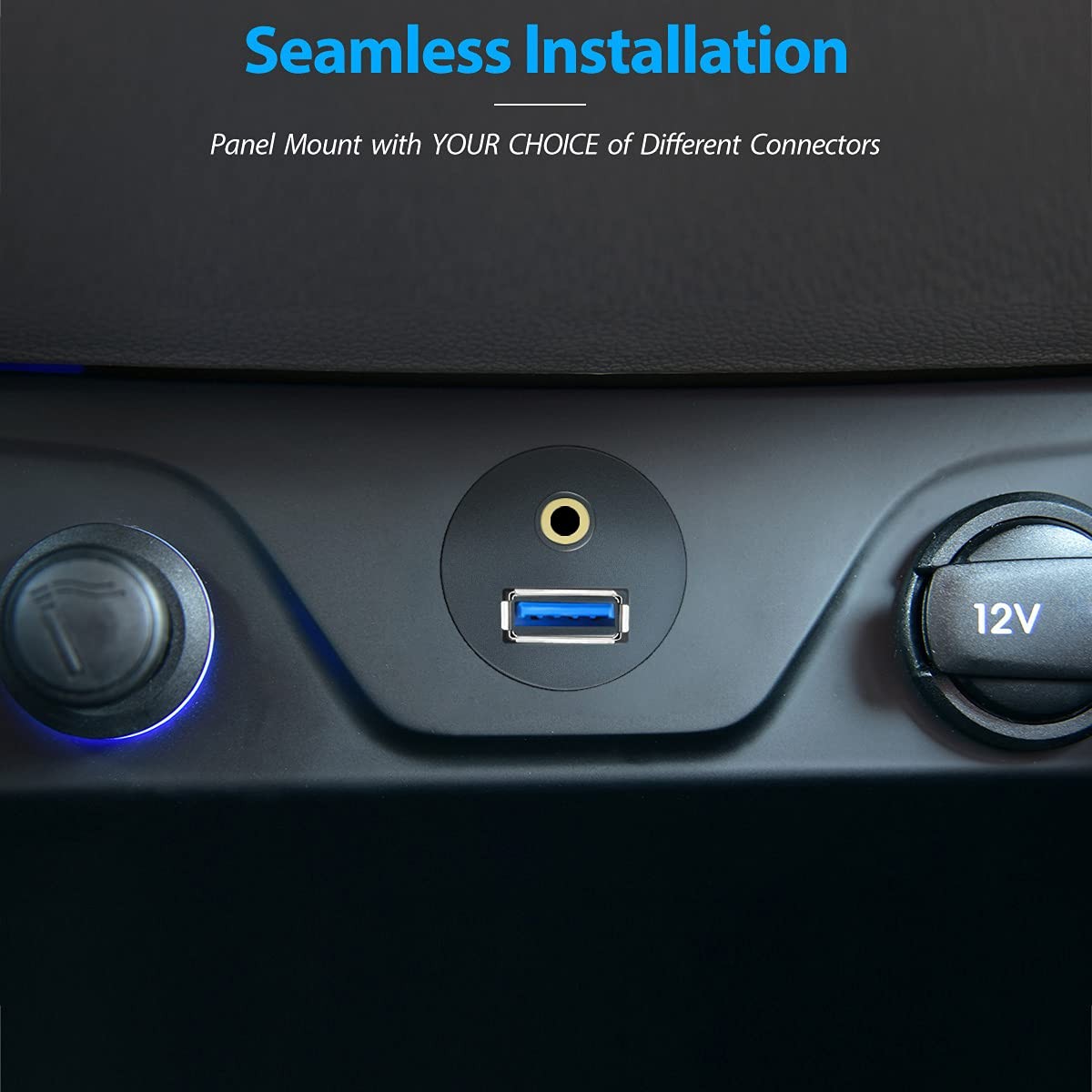 Dashboard Cable USB 3.0 RCA to 3.5mm AUX Panel Mount
