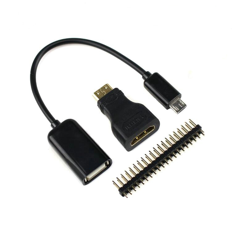 Raspberry Pi Zero Mini-HDMI Male to HDMI Female + Micro USB to USB + Male GPIO
