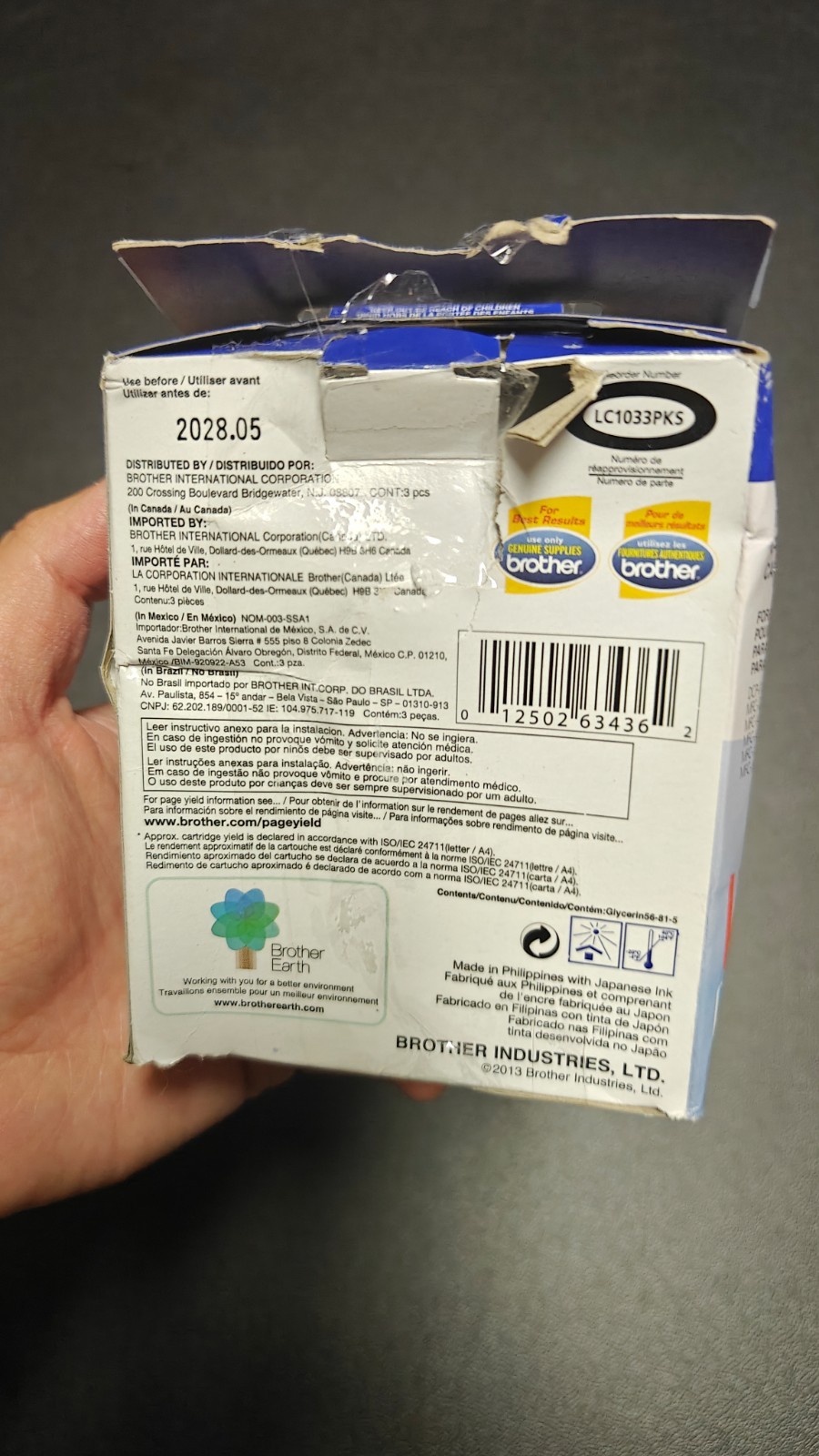Open Box Genuine Brother LC103XL Color 2PK Ink Cartridge Missing Cyan Exp05/2028