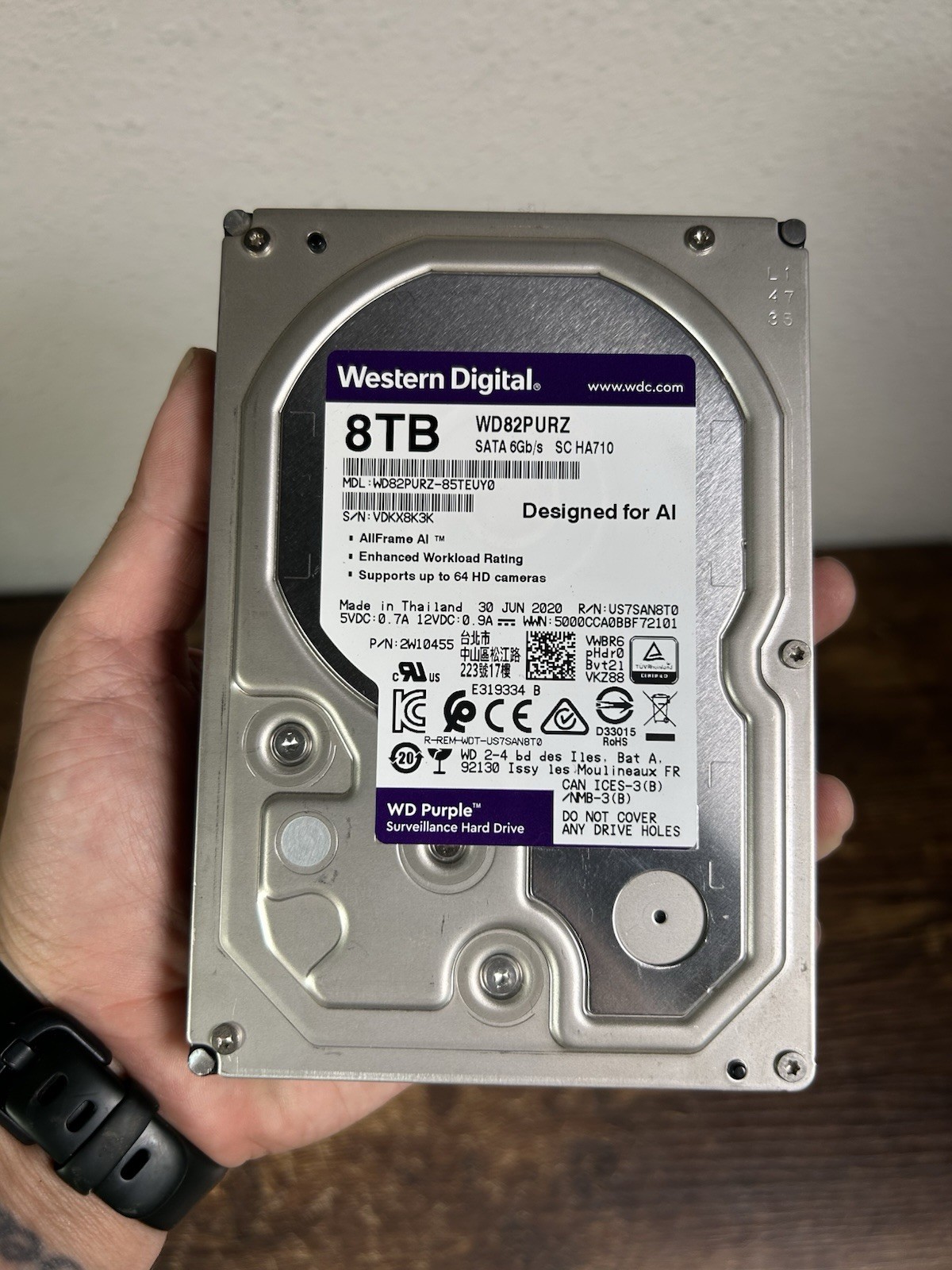 Western Digital Purple 8TB Internal Desktop Surveillance Hard Drive (WD82PURZ)
