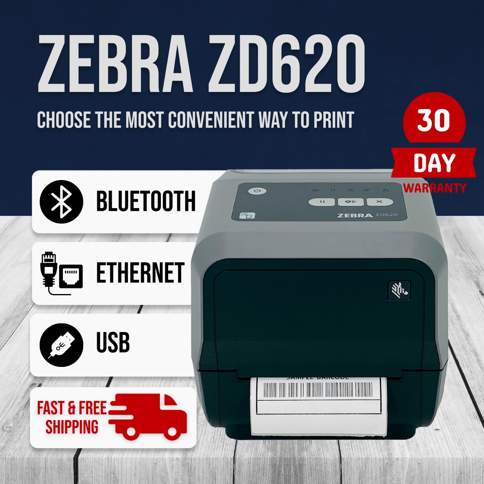 Zebra ZD620 Direct & Thermal Transfer Mobile Shipping 4×6 Label Printer 300dpi