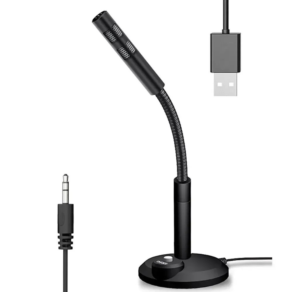 USB Desktop Microphone 3.5mm Omnidirectional PC Laptop Computer Mic for Computer
