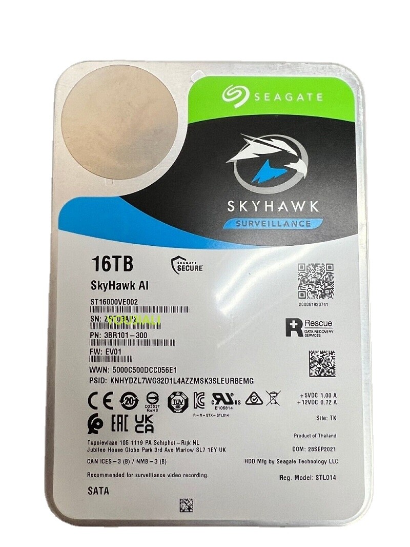 FOR Seagate SkyHawk AI 16TB 7.2K SATA 6Gb/s 256MB 3.5″ Internal HDD ST16000VE002