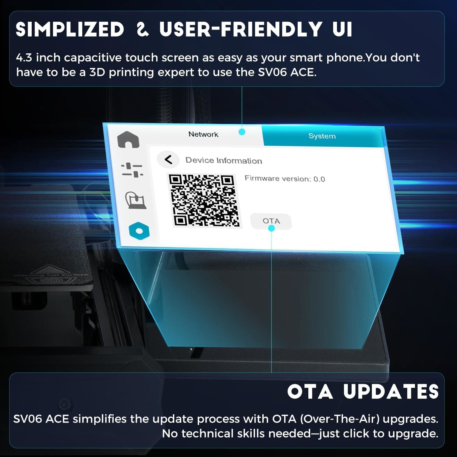 Sovol SV06 ACE 3D Printer Open Source Fully Auto Leveling 8.66×8.66×9.84in