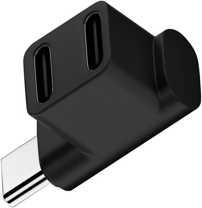 10Gbps USB3.0 Type C Male to Dual Female Power Data Splitter Adapter Up Angled C