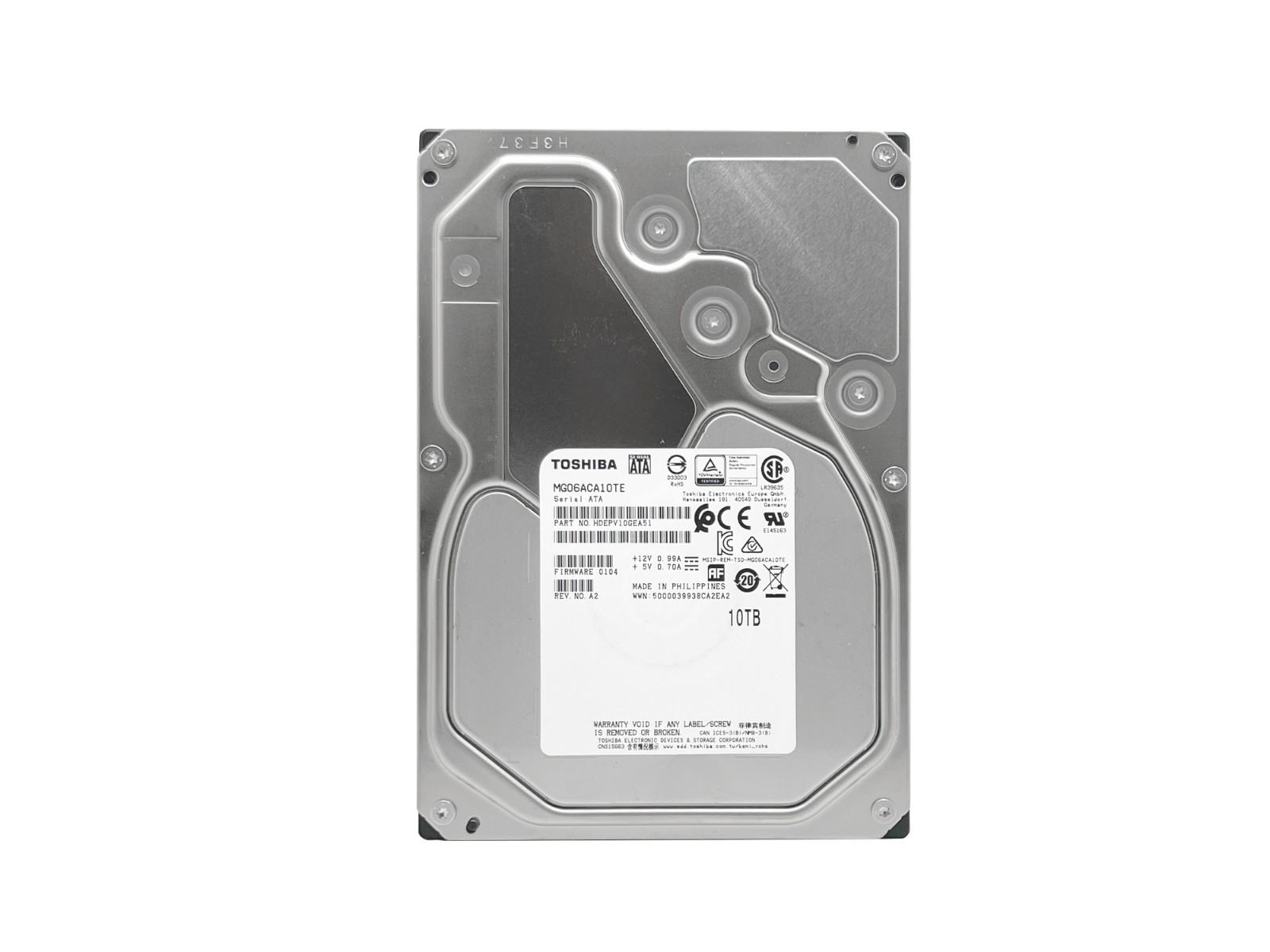 Toshiba 10TB 256MB 7200RPM SATA 6Gb/s 3.5″ Internal Enterprise HDD (MG06ACA10TE)
