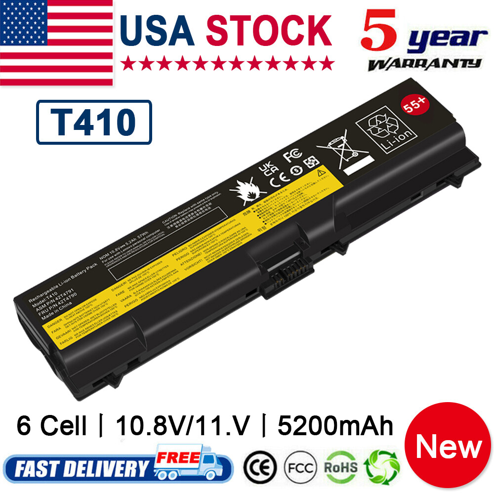 55+ T410 Battery for Lenovo Thinkpad L410 T420 T510 W510 W520 W530 57Wh