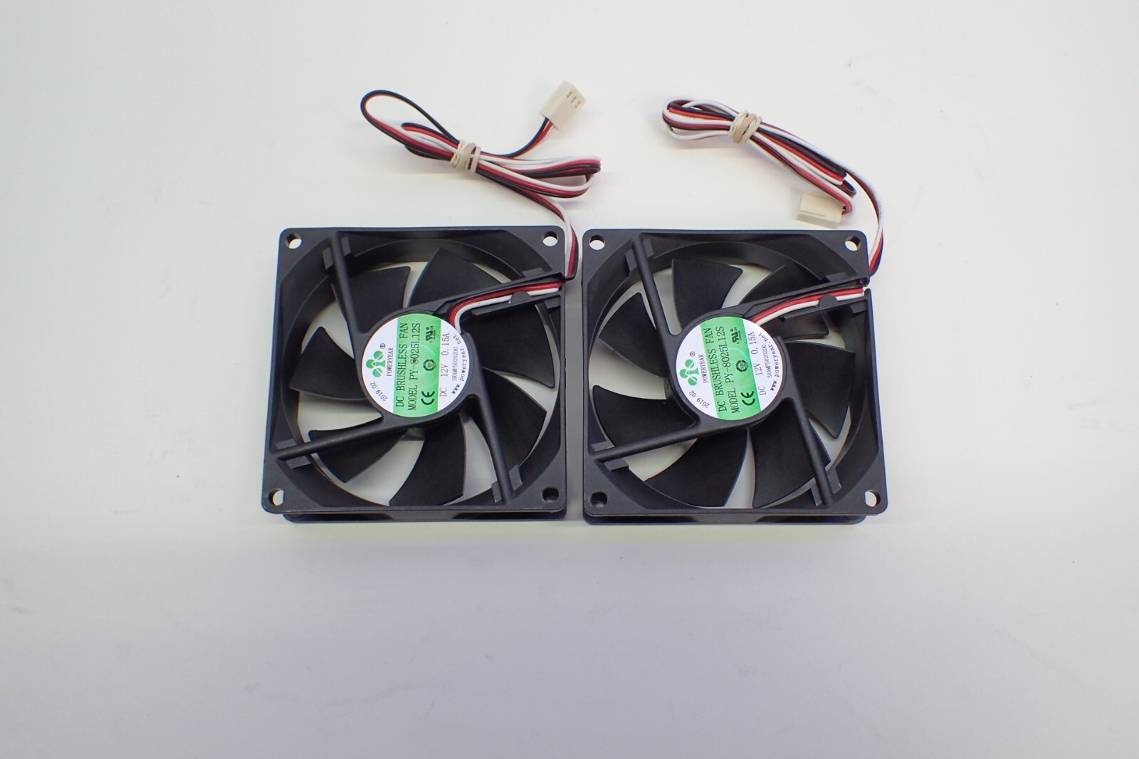 2-PACK 80mm x 25mm DC Brushless Fan 3PIN Computer PC Case CPU 12V 0.11A 0.15A