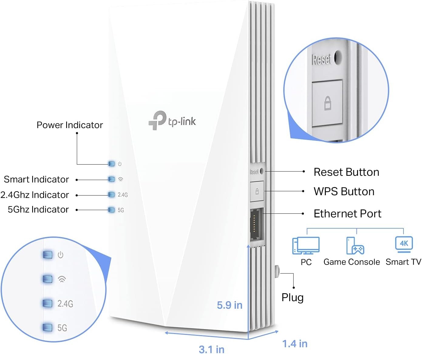 TP-Link AX1500 WiFi Extender Internet Booster(RE500X), WiFi 6 Range Extender
