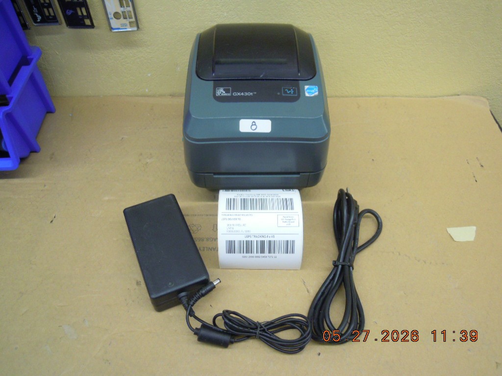 Zebra GX430t Thermal Label Printer | 300dpi | USB Cable | AC Adapter #8