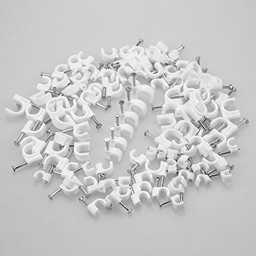 100/pk White Nail in Ethernet Cable Nails Clips Cable Wires Organizer Assorted