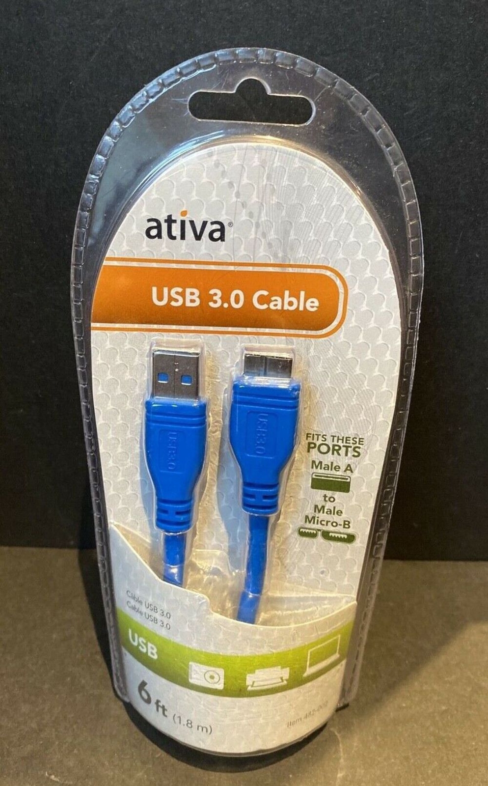 ATIVA Micro USB-A to MICRO-B USB 3.0 6 FT CABLE – Item # 482-002