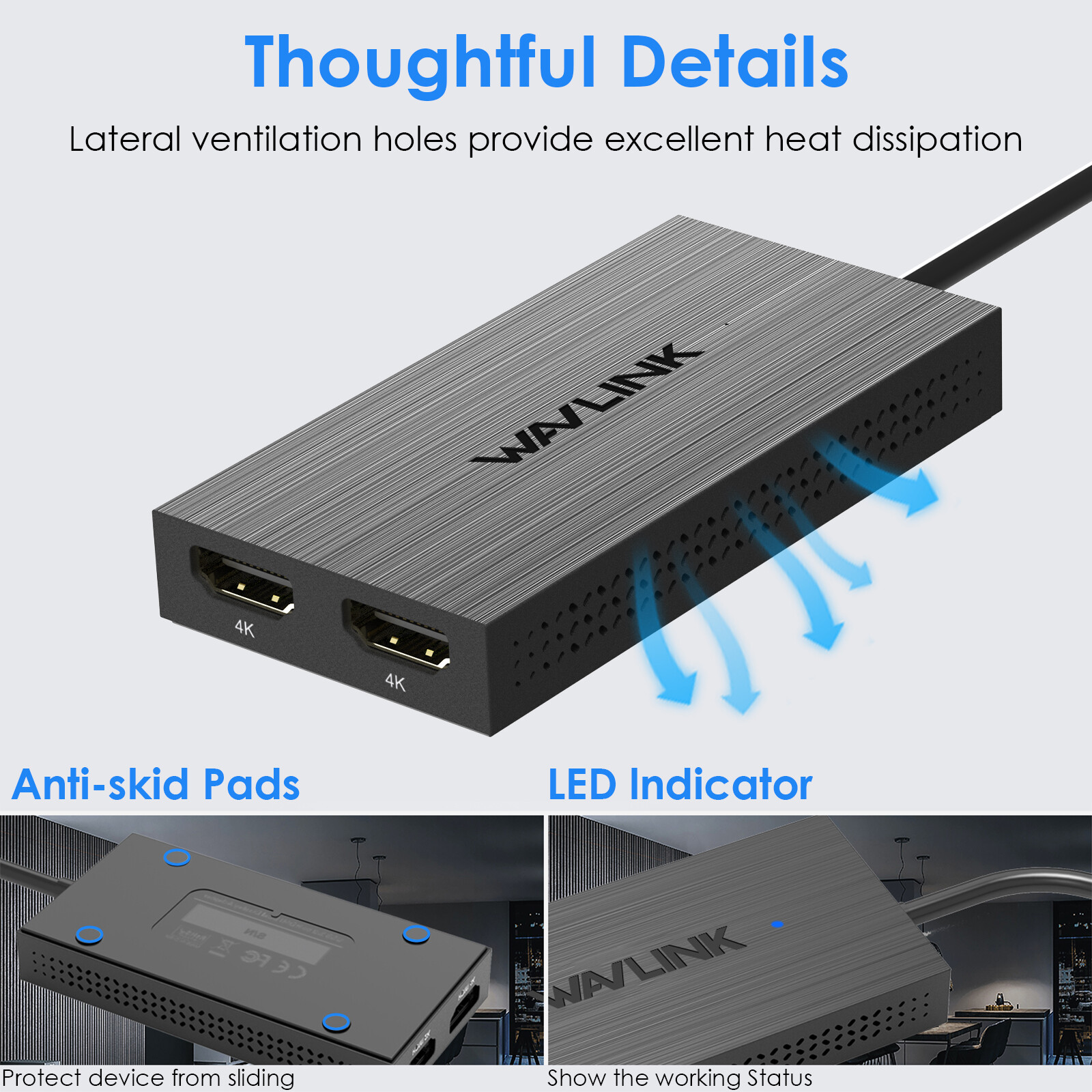 DisplayLink 4K Dual Monitor Hub USB-C Adapter 2x HDMI 2x DisplayPort
