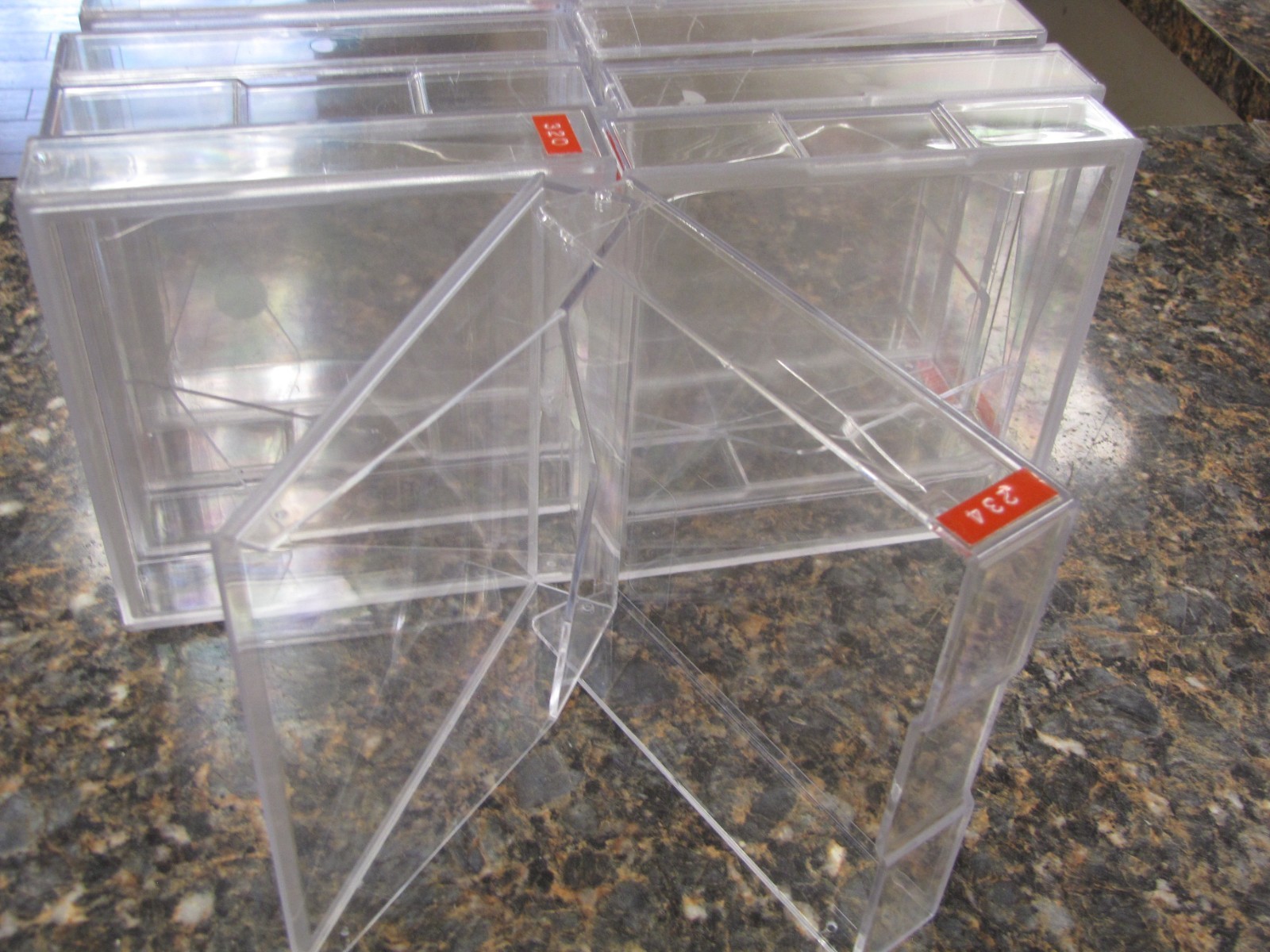 Lot of (9) Computing 5.25″ Floppy Disk/CDs Storage Clear Plastic Box Cases -NO1