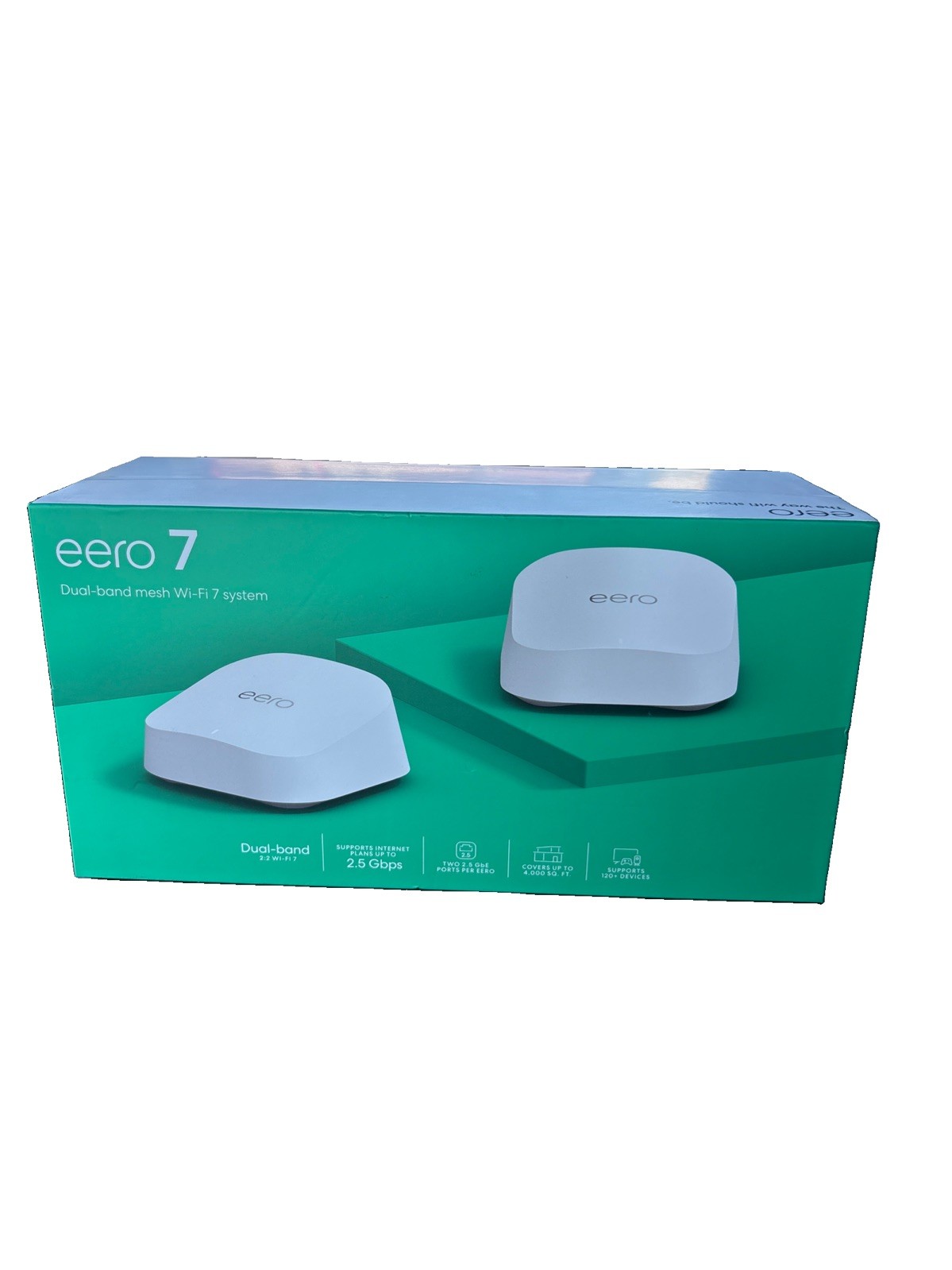 Amazon eero 7 Dual-Band Mesh Wi-Fi 7 System (2-Pack), Up to 2.5Gbps, 4,000 sq.ft
