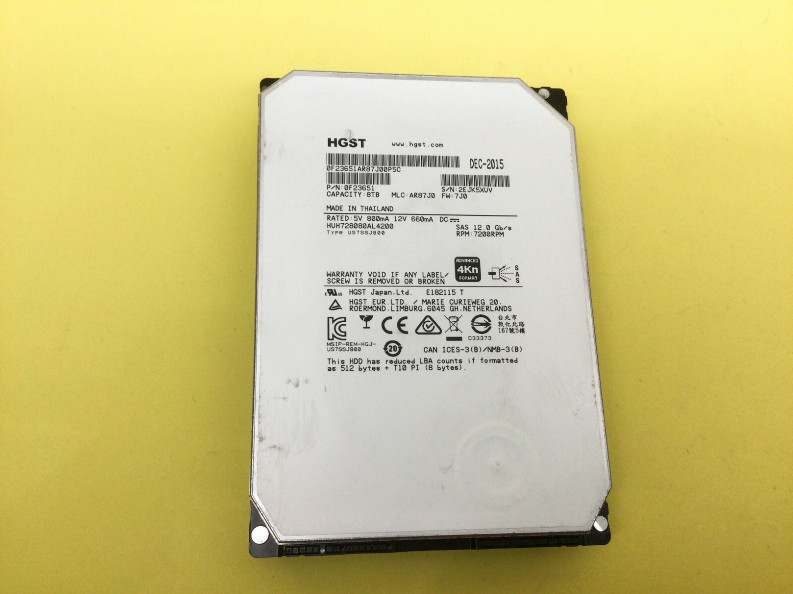 *** HGST Ultrastar 8TB 7200 RPM 12Gb/s 3.5inch SAS 4Kn HDD HUH728080AL4200 ***