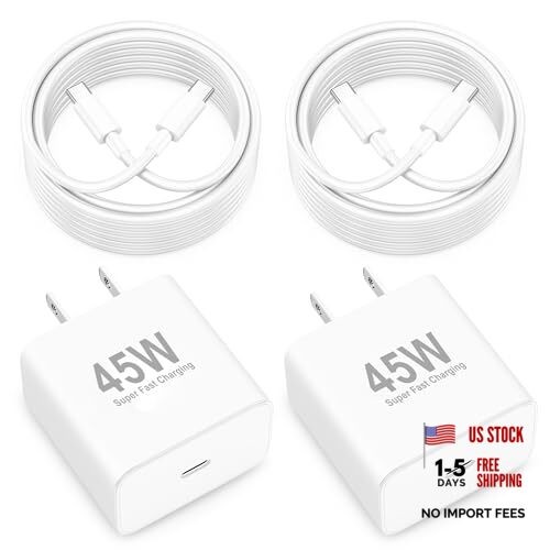45W USB C Fast Charger for Google Pixel 10/10 2*45W Charger+6FT+10FT Cable