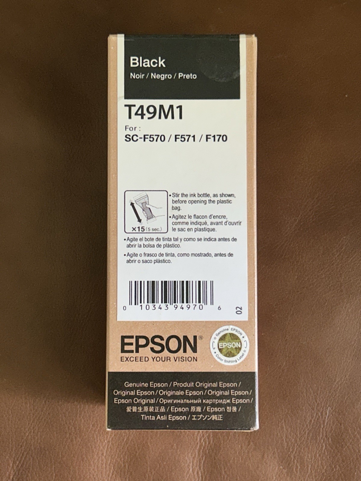 GENUINE Epson Dye Sublimation Black Ink F571,F170 & F570 (T49M120) Exp.07/2025